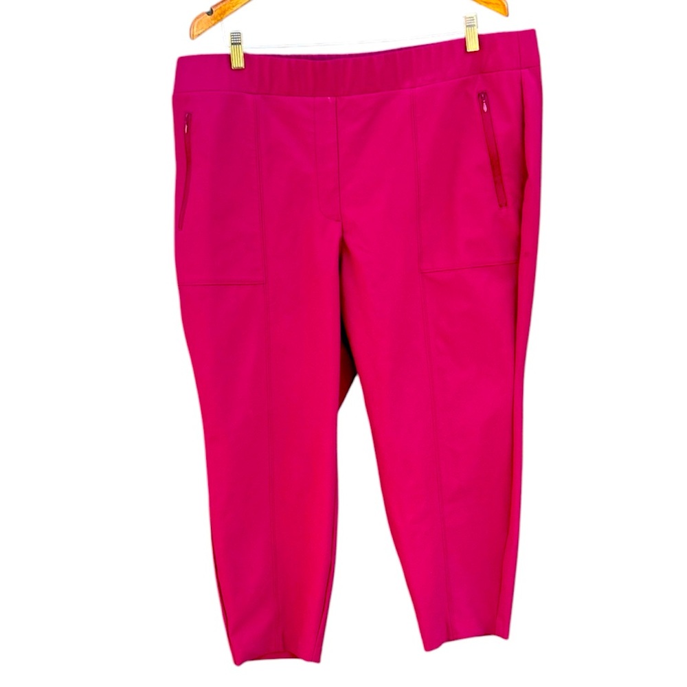 Lane Bryant Rose Red Stretch Pull On Casual Work weekend Pants Size 22W Petite